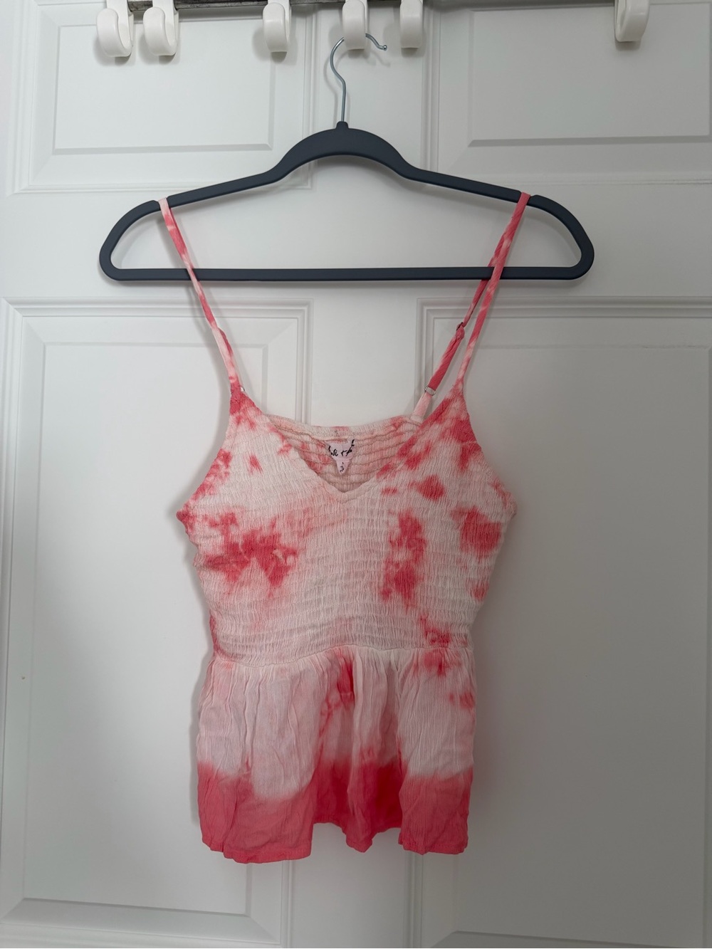 Tie-Dye Pink Smocked Camisole Top